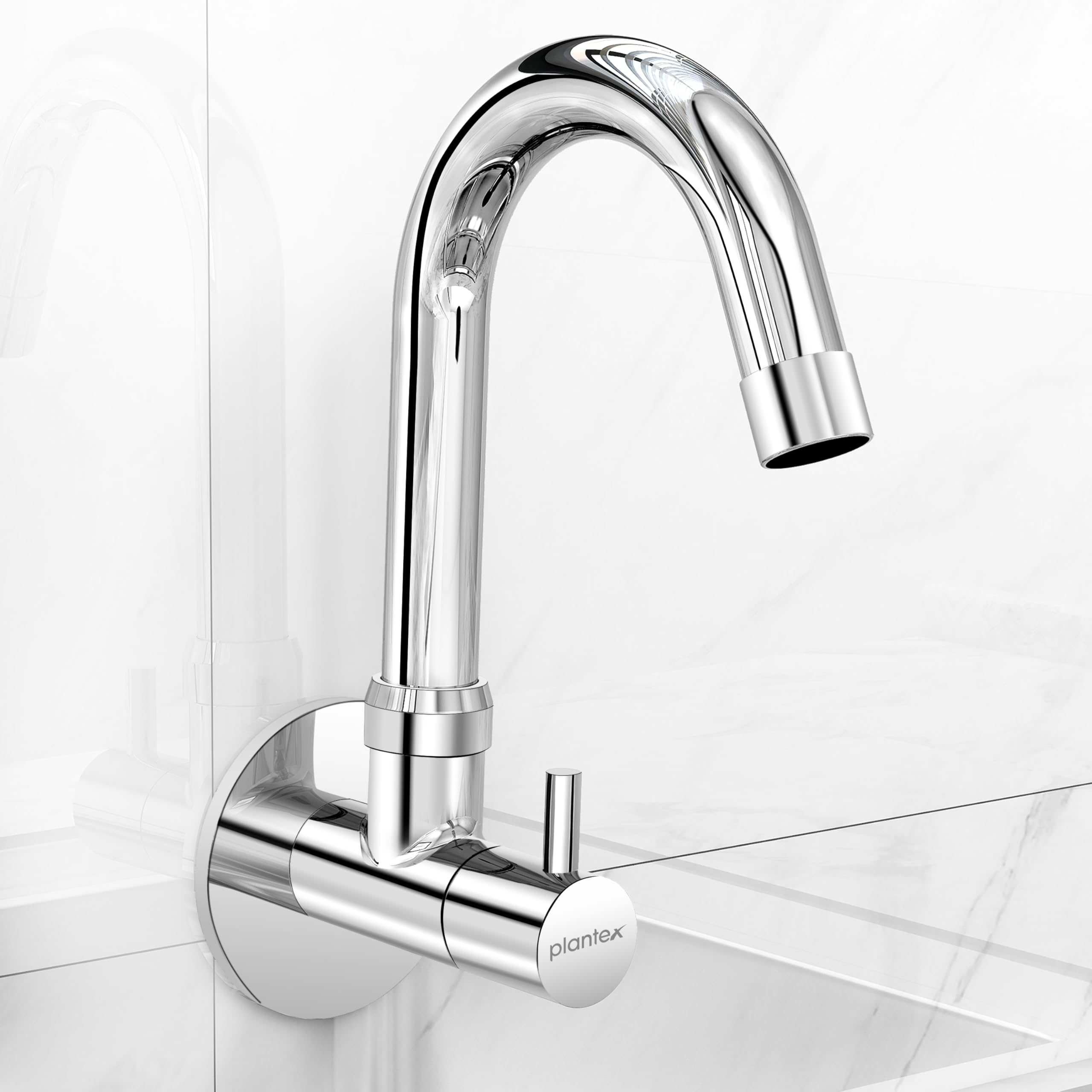 Plantex Kitchen Taps for Home Sink with Water Saving Nozzle/High Arc 360° Swivel Spout for Sink Tap with Brass Wall Flange-7 Year Warranty by Plantex -(ICO-910-Chrome).-image-39