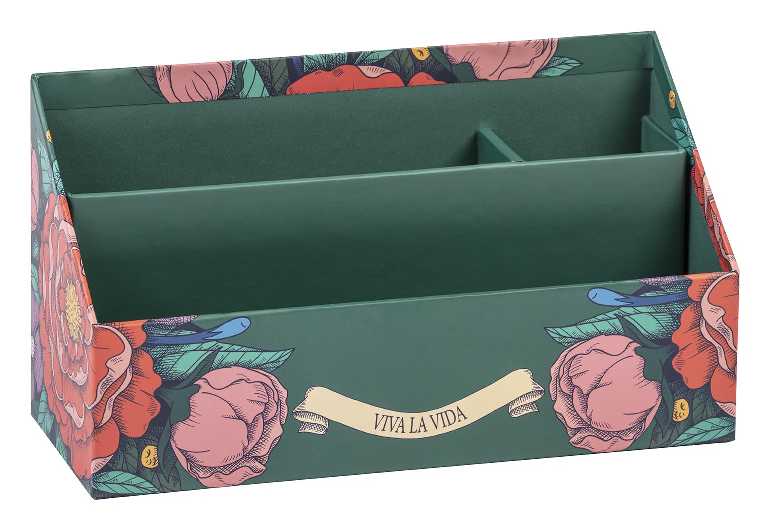 Clairefontaine - 116227C - A Cardboard Letter Holder 25x10x14 cm - Floral Frida Kahlo - Home Office - Office Storage - Organizer - Frida Kahlo Collection
