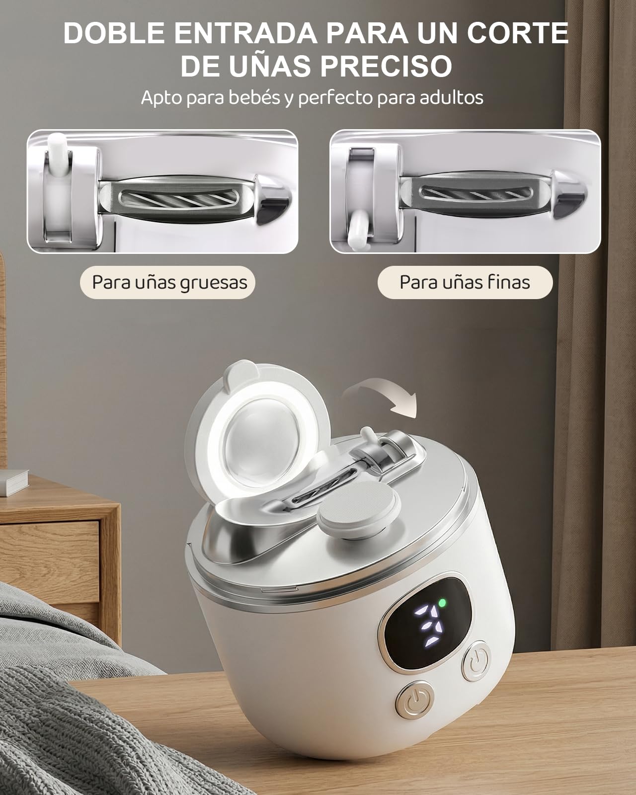 Lictin Cortauñas Electrico Set con Cortador Inclinado, Multi-in-1 Cortador de Uñas Electrico con Lupa, Luz LED y Depósito para Restos de Uñas para Bebés (0+ Meses), Ancianos y Adultos