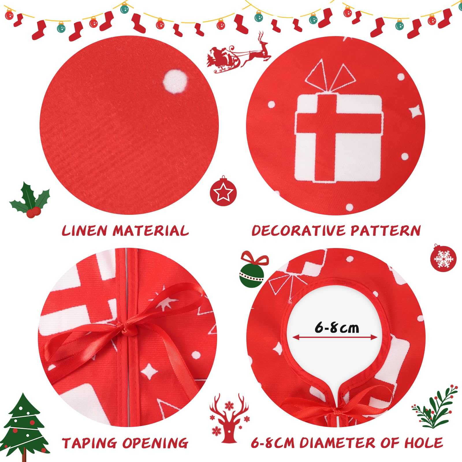 Figarge 90 cm Christmas Tree Blanket, Round Christmas Tree Skirt, Christmas Tree Skirt with Snowflake Pattern - Image 4