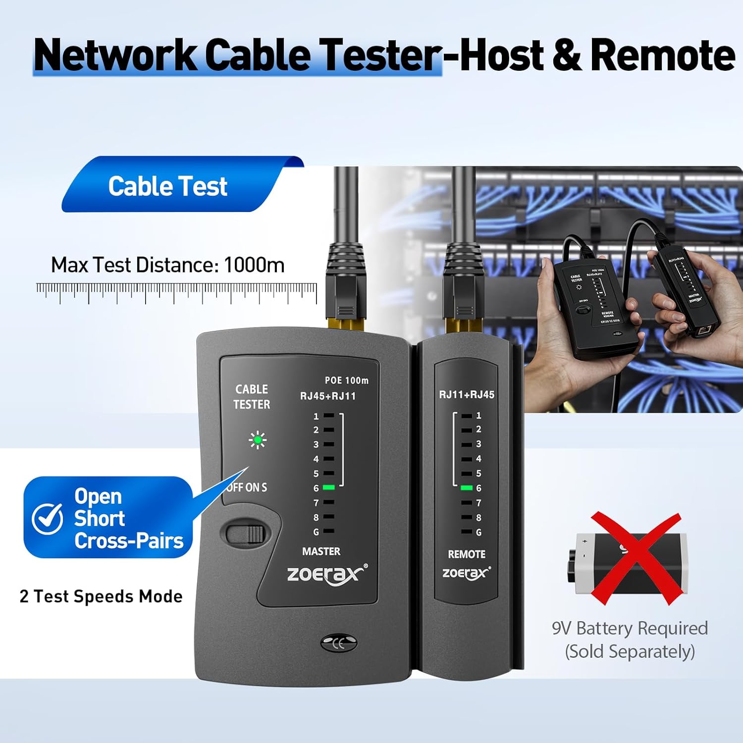 RJ45 Crimp Tool, Cat7 Cat6 Cat5 Crimping Tool Kit with Wire Cutter, Network Cable Tester, Mini Cable Stripper, 50xCat6 Connectors, 50xRJ45 Boots, Ethernet Crimper for Network Cable Installation