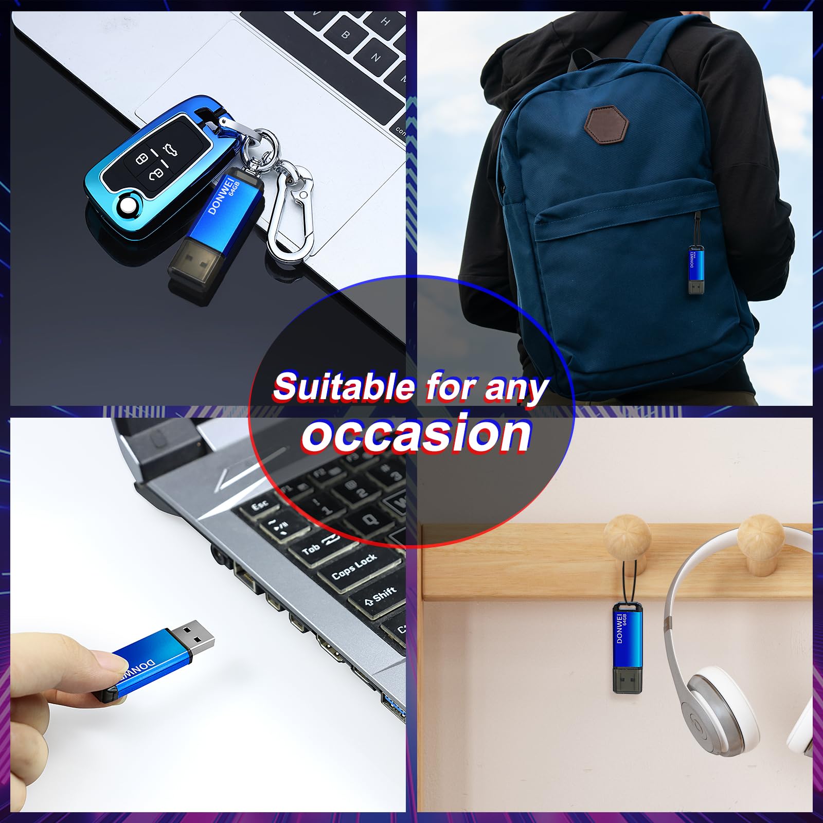 Chiavetta USB 2.0 64GB Blu - Pen Drive Per PC, Laptop, Trasferimento Dati - Foto 7