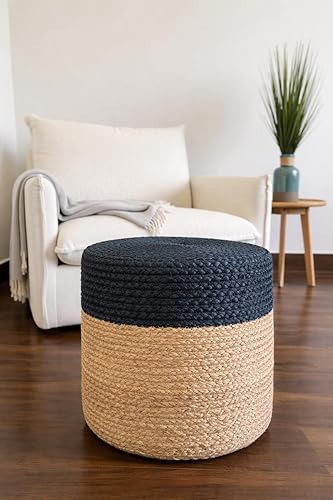 Miniatura 7 de S & L Homes Puf otomano – 100% yute trenzado reposapiés puf de punto a mano tradicional de cordón bohemio para sala de estar, dormitorio, guardería,