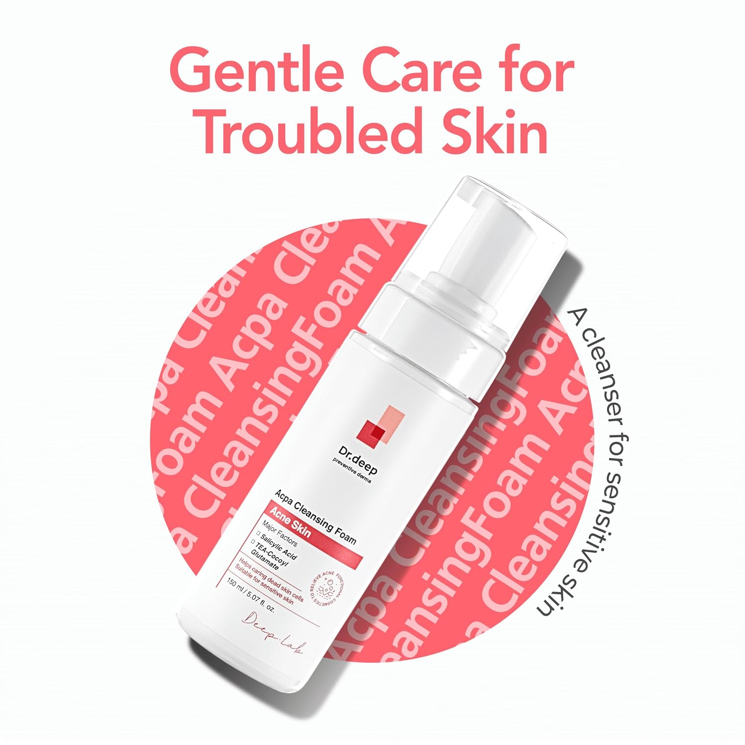 Dr.Deep Acpa Cleansing Foam - Exfoliating Cleanser with Salicylic Acid for Oily Skin, Acne Breakouts, and Clogged Pores, Non-Drying, Non-Comedogenic Formula - 5.07 fl.oz / 150ml - Image 2
