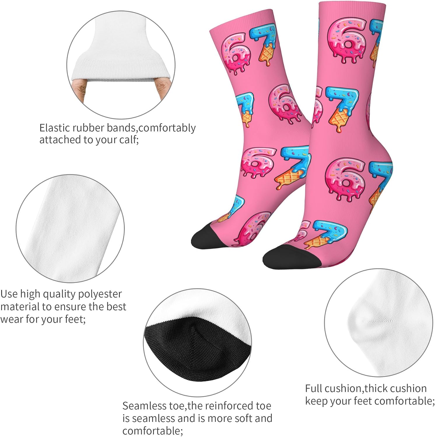 67 Socks Meme Funny 6 7 Socks Novelty Design for Girls Boys Women Men