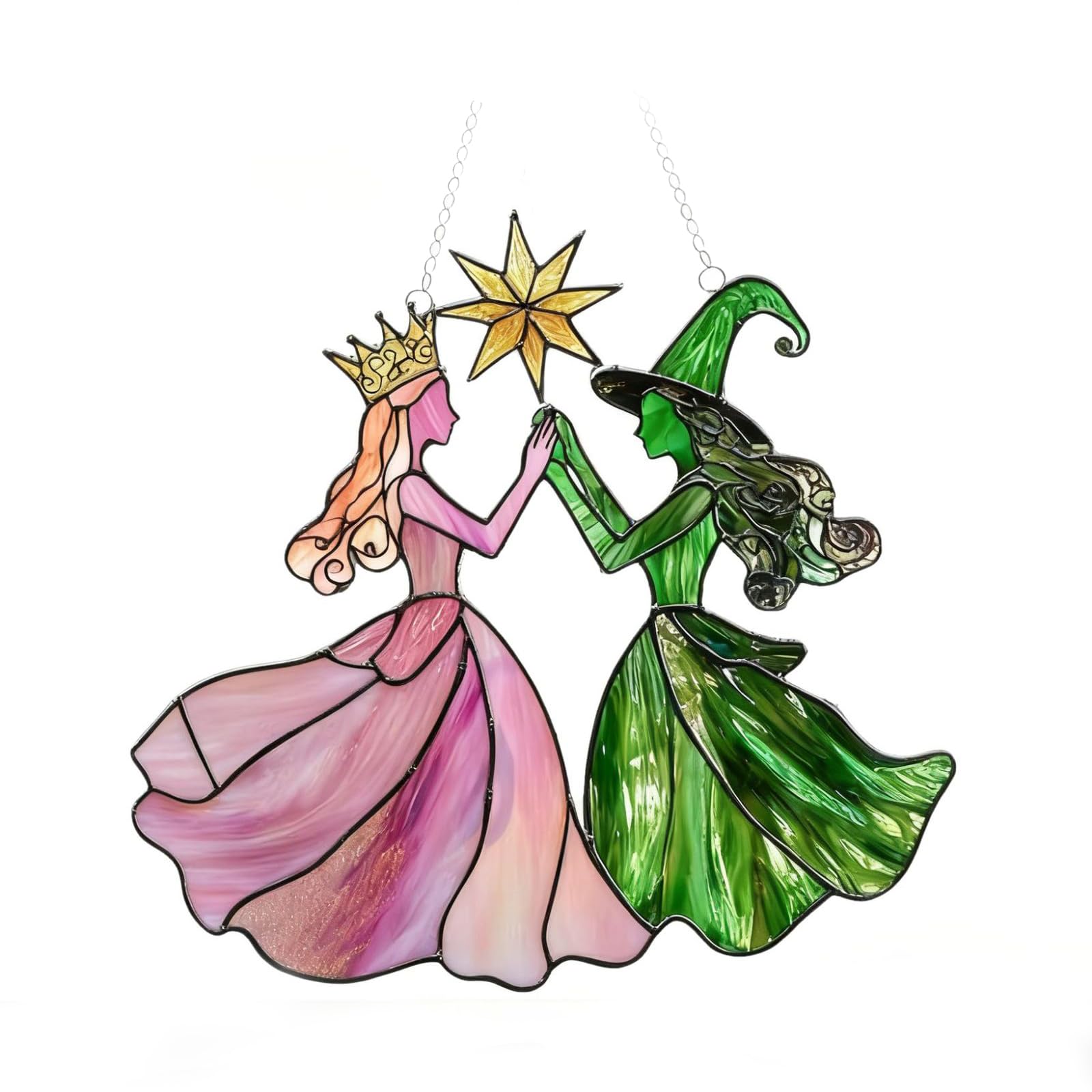 Wicked Colorful Suncatcher, Window Art Princess and Witch, Acrylic Window Hanging Art, 2D Flat Acrylic Ornament, Wicked Ornament for Home Room Window Decor