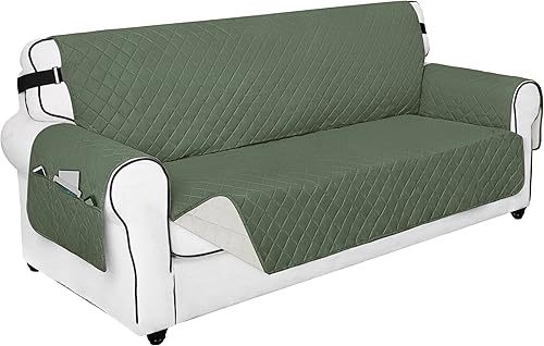 Miniatura 40 de PureFit Funda de Sofá Reversible Resistente al Agua para Sofá de Dos Plazas, Funda de Muebles Lavable a Máquina con Espuma Antideslizante y Correa