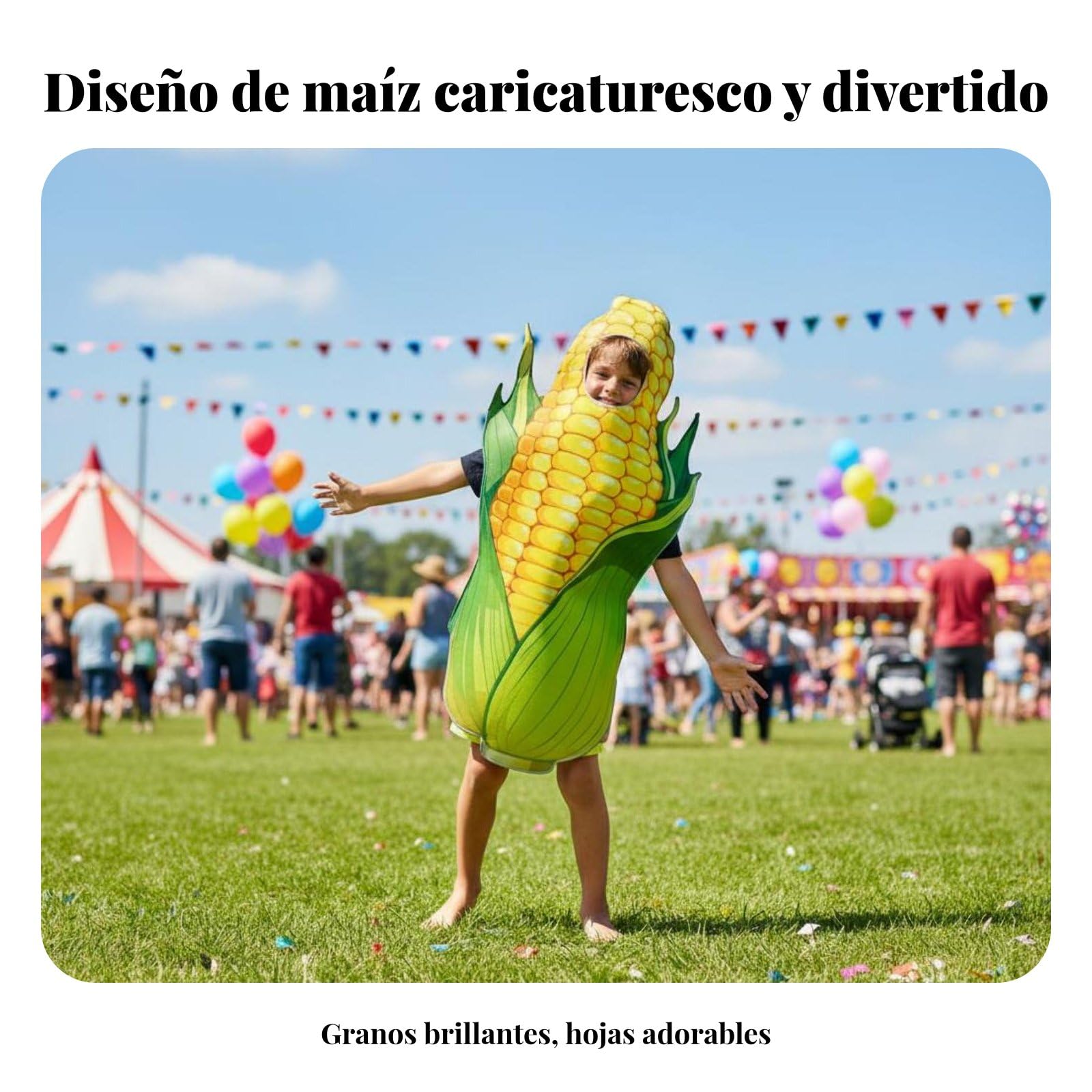 Disfraz de Maíz Adulto Vegetal Traje Alimenticio Mono sin Mangas Esponja Compuesta Transpirable Fácil de Vestir sobre la Ropa de, Maíz-Adulto