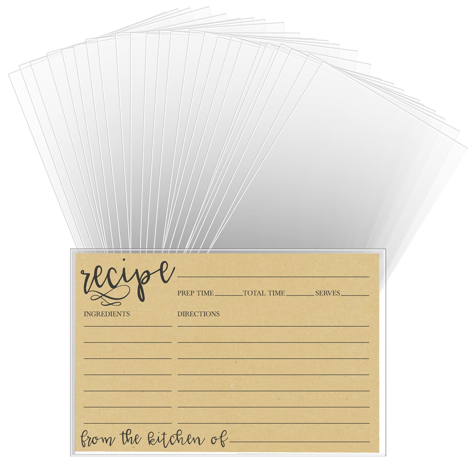 HVSWLY 100PCS 3x5 Recipe Card Protectors,Clear Recipe Plastic Sleeves,Transparent Index Cards Sleeve to Protect Your Recipes from Kitchen Messes