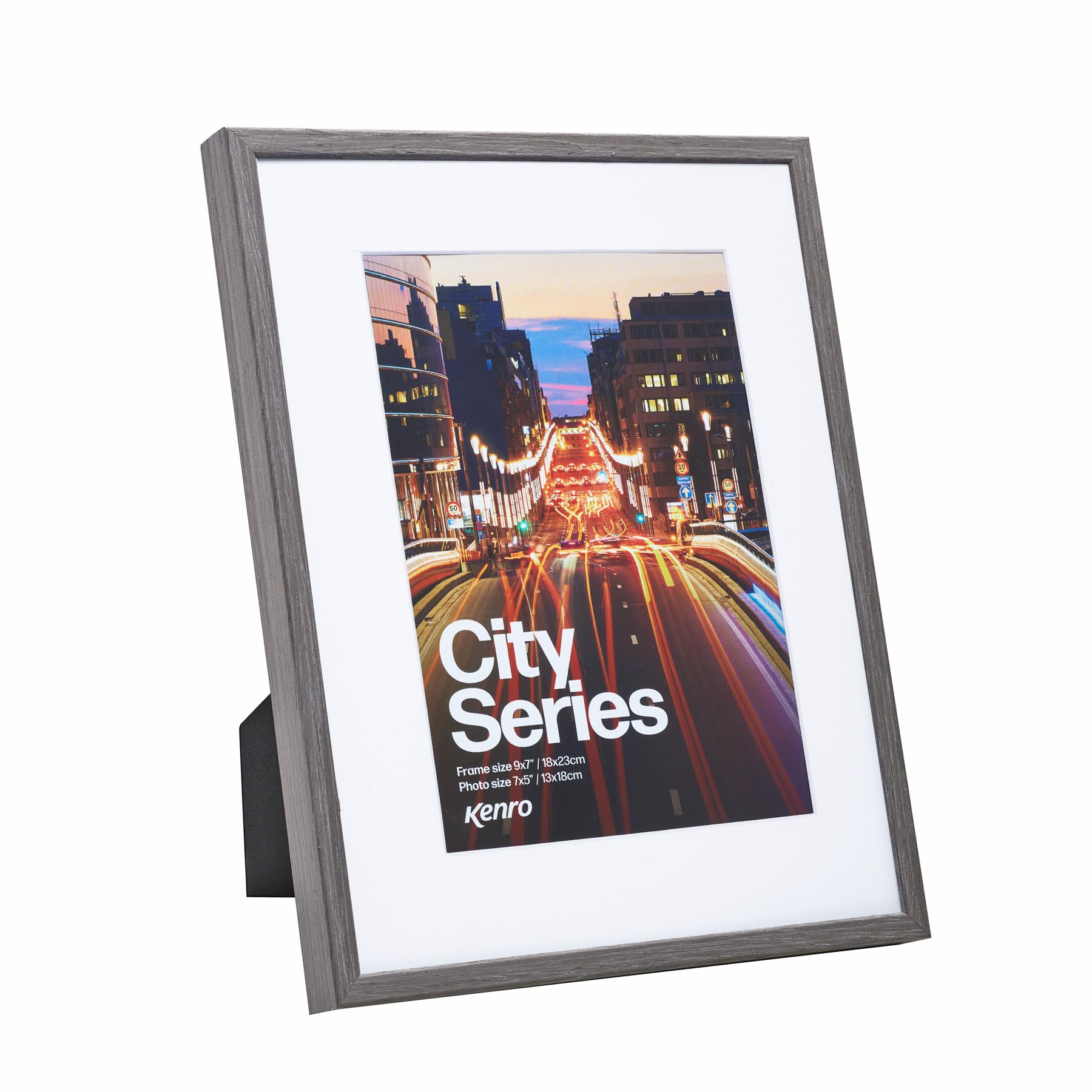 Kenro Grey City Series Photo Frame A4 / 21X29.7cm With White Mat For Photo 9X6 / 23X15cm - Ct2315gy