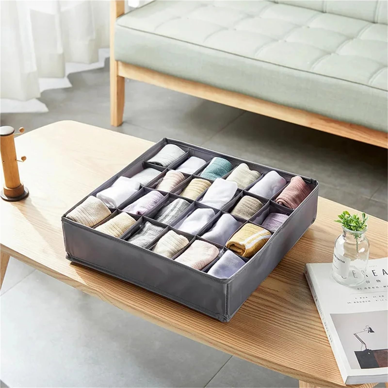 2 pezzi di biancheria intima, reggiseni, calzini, scatola portaoggetti, organizer for cassetti Per Cassetti(24grids-gray)