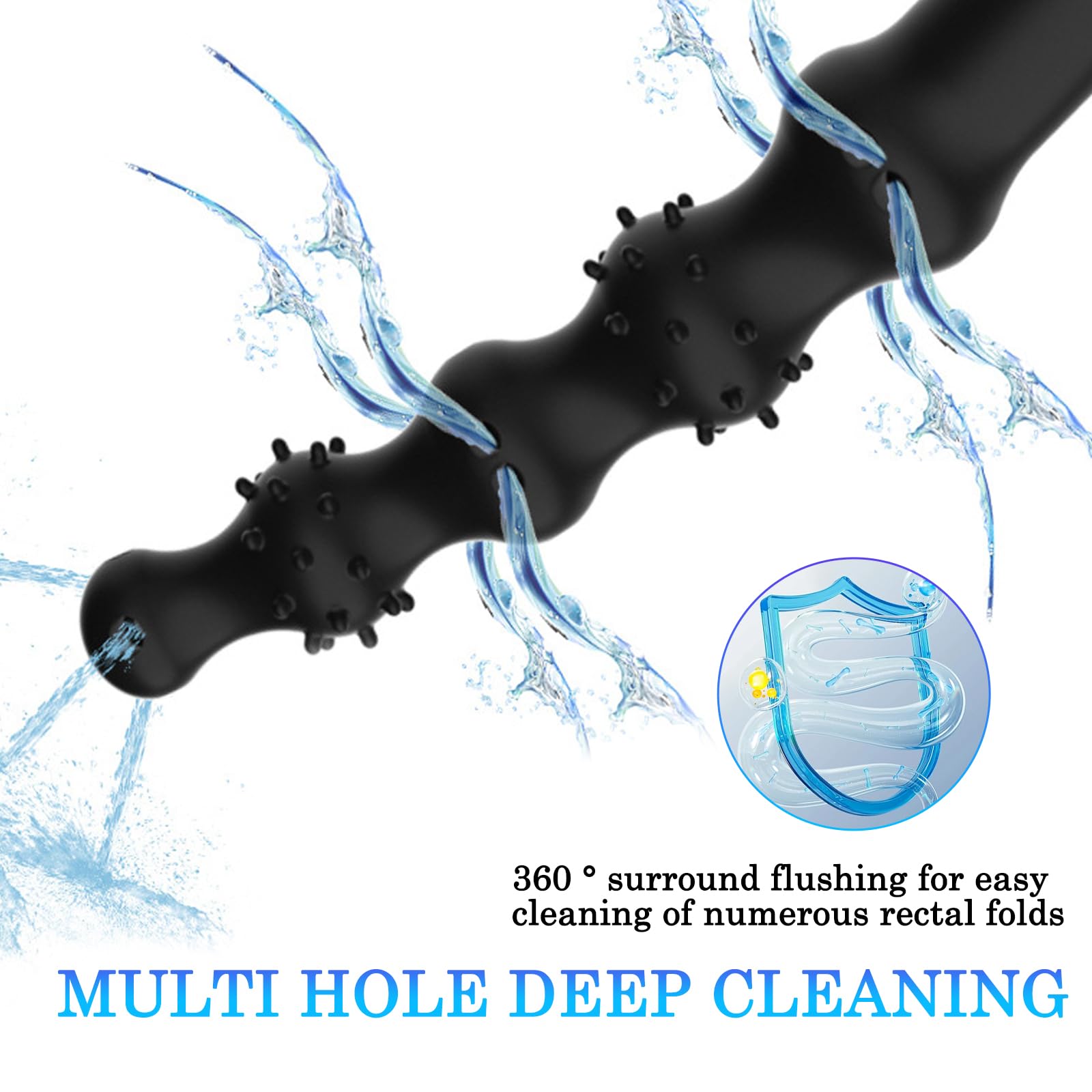 BDSMJOY Doccia clistere anale Cleaner in silicone, Tubo flessibile per clistere con Particelle di massaggio, Plug Anale Butt Plug Sexytoysys Donne Uomo (L)