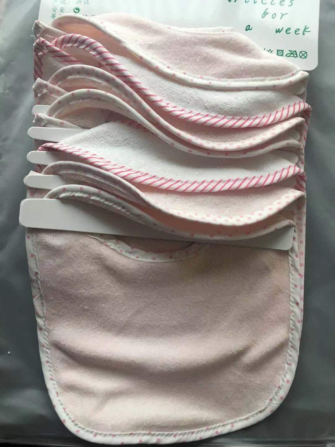 Little lucky baby Set di 7 bavaglini morbidi a doppio strato, 100% cotone, assorbenti (pink)