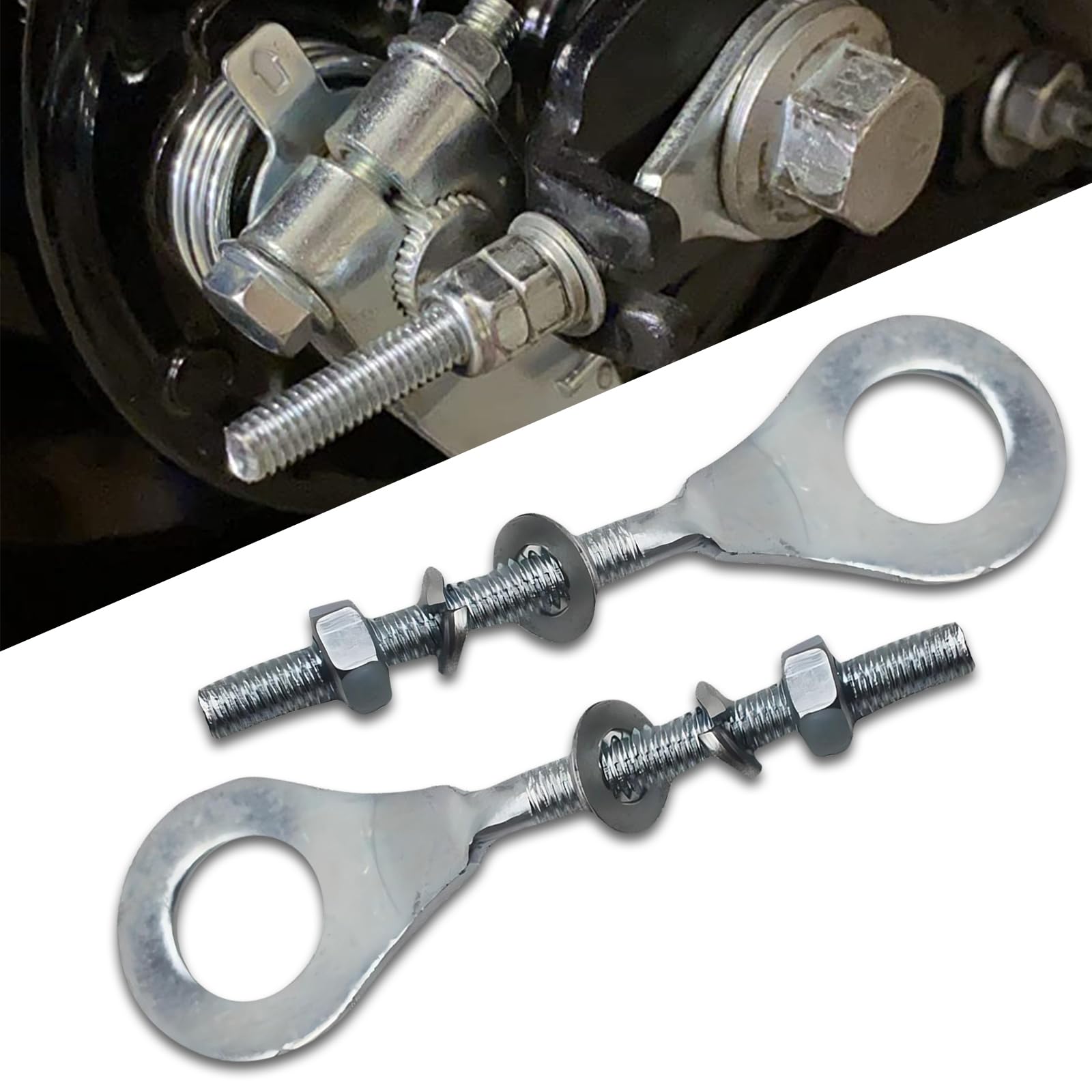 2 PCS Car Chain Tensioner, 3.38" x 1.1" 0.59" Diameter Iron Chain Adjuster, Repair Replacement Accessories, Compatible with Mini Bike Coleman Honda TrailMaster Massimo Hensim Falcon (Silver)