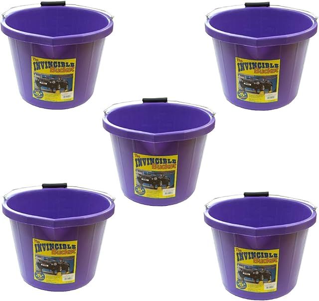 5 X Airflow Heavy Duty Invincible Builders Bucket Purple 3 Gallon 15 Litre