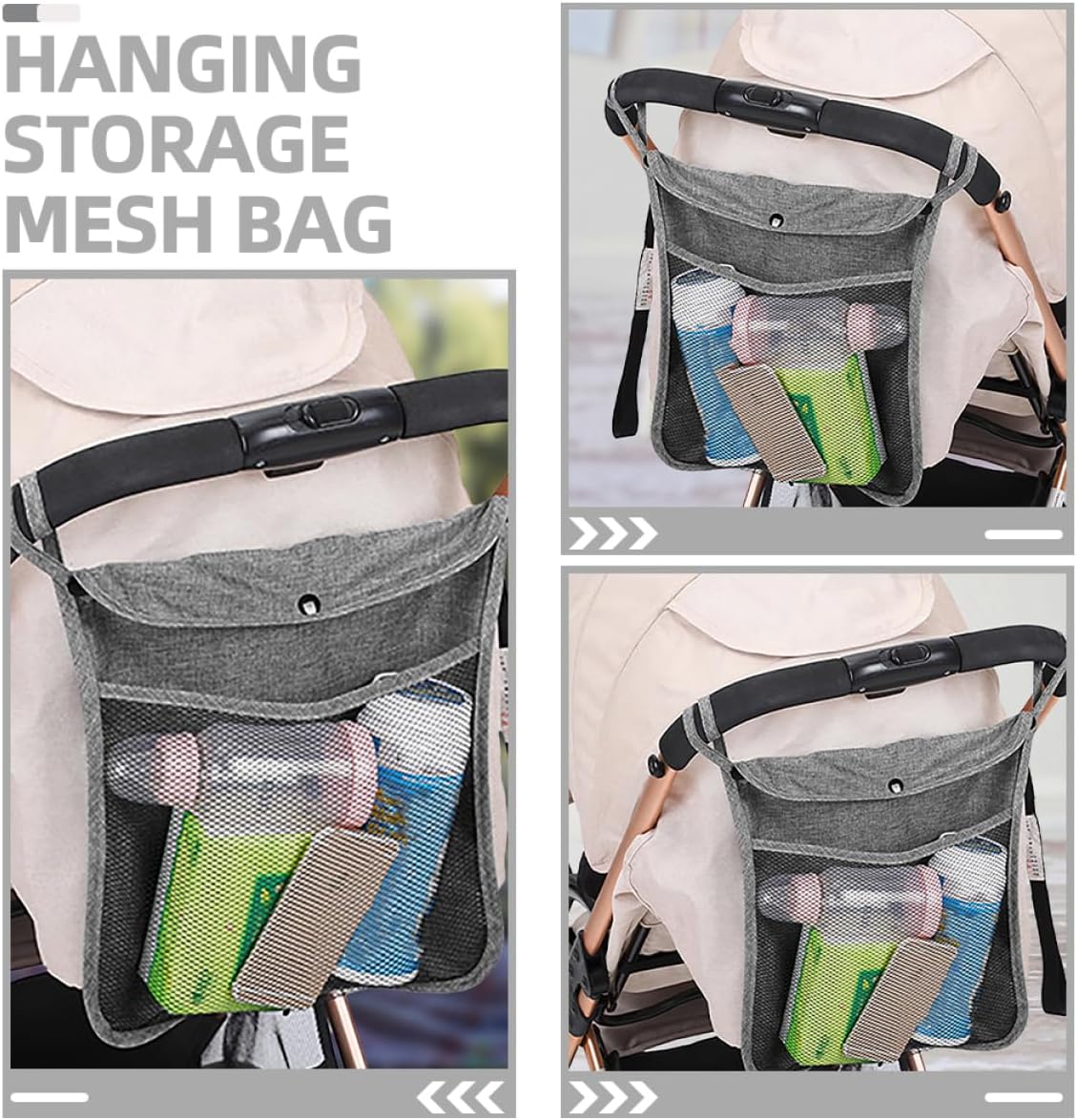 2pcs Stroller Diaper Bag Stroller Travel Bag Organizer Hanging Holder Laundry Mesh