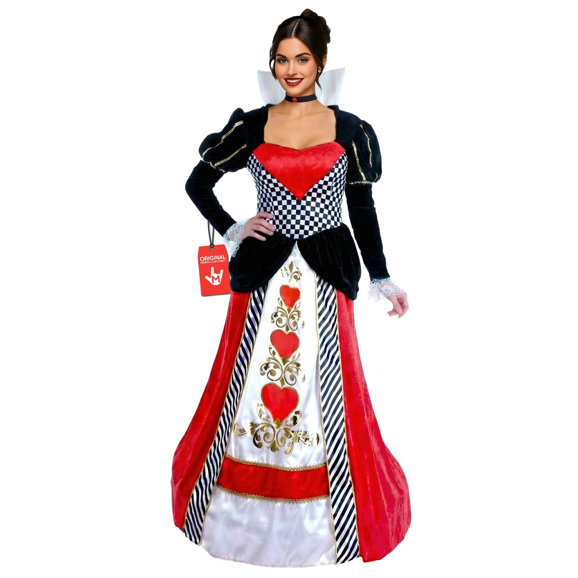 Hartkoningin kostuum voor dames, 6-delig Halloween Joker-kostuum met