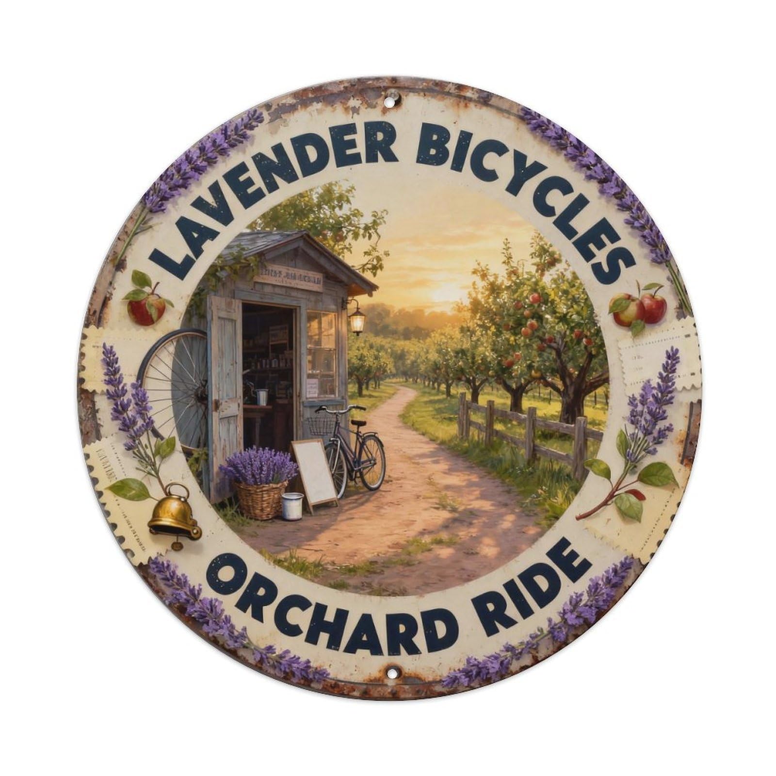 Lavender Bicycles Sign Metal Tin Sign Plaque