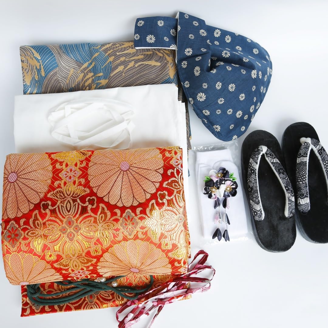 Damskie tradycyjne kimono haftowane Pretta Showa Retro Kimono, kwiaty, Kimono, długi, wiosenny zestaw 9 szt