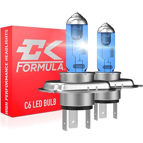 CK Formula H4/9003/HB2 Halogen High and Low Beam Headlight Bulb 5000K 12V 100W/90W Super White Auto Light Headlamps Replacement P43T Base, 2 bulbs