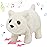 Hopearl Walking Polar Bear Interactive Electronic Pet Plush White Bear Toy with Sounds and Movements Animated Shaking Head Gifts for Toddlers Birthday, 9\'\'