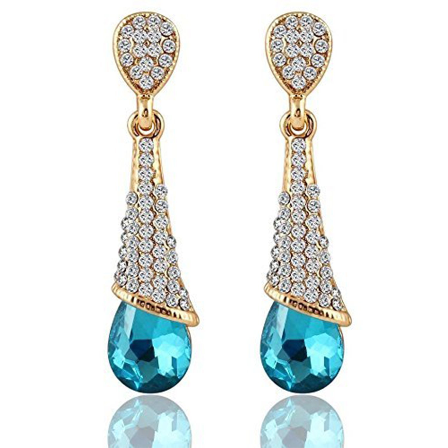 Mahi Gold Plated Blue Austrian Crystals Dangler Earrings for Women ER1109426GBlu (B073Q2JT85) Amazon Price History, Amazon Price Tracker