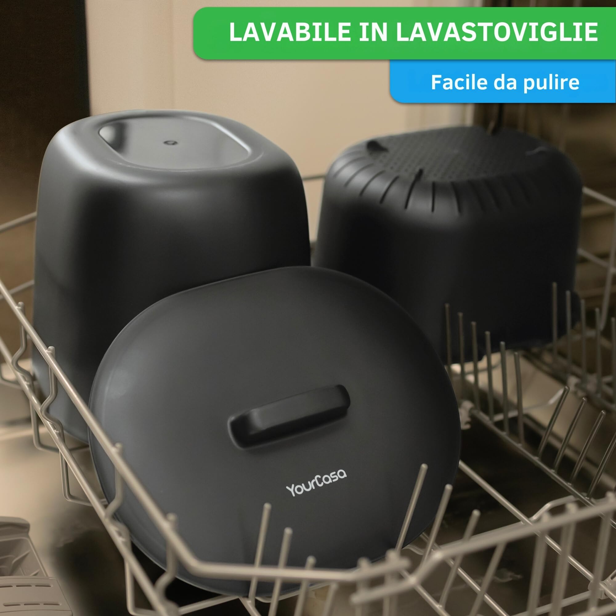 YourCasa Biomülleimer Cucina 3,6L - Compostiera per Rifiuti Biologici Quotidiani, Contenitore Lavabile in Lavastoviglie - Ermetico con Filtro & Manico Ergonomico - Piccolo Bio Bidone per Compost