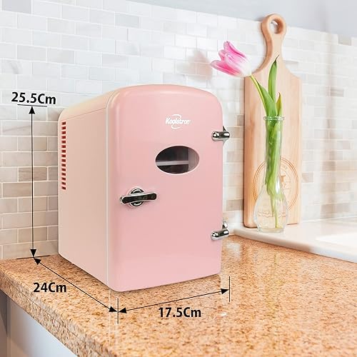 Miniatura 5 de Koolatron Mini refrigerador – Refrigerador de 6 latas para dormitorio, oficina, enfriador de bebidas portátil de mesa, refrigerador de 12 V 110 V