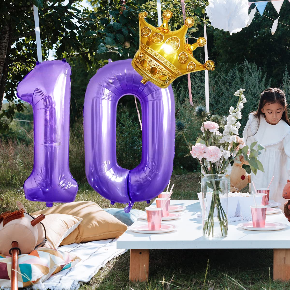 Kiwochy Gradient Ballons Papillon Rose 10e Anniversaire Décoration Fille Décoration 10 Ans Fête Ensemble De Ballons Géants En Aluminium Coloré Pour Fournitures De Fête Papillon