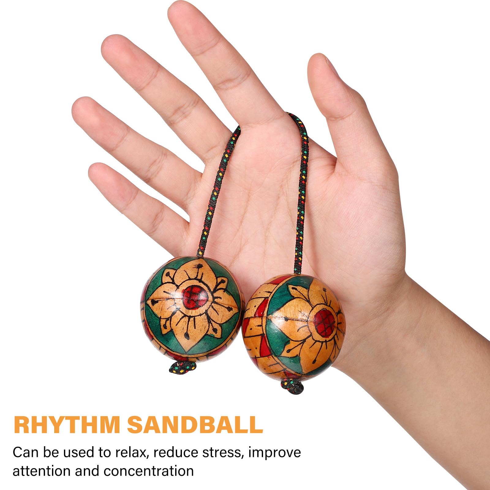 Abaodam Boule Shaker Africaine en Bois, Instrument de Percussion Peint la Main, Surface Lisse, Son Rythmique, pour Jeu la Maison Style Aléatoire