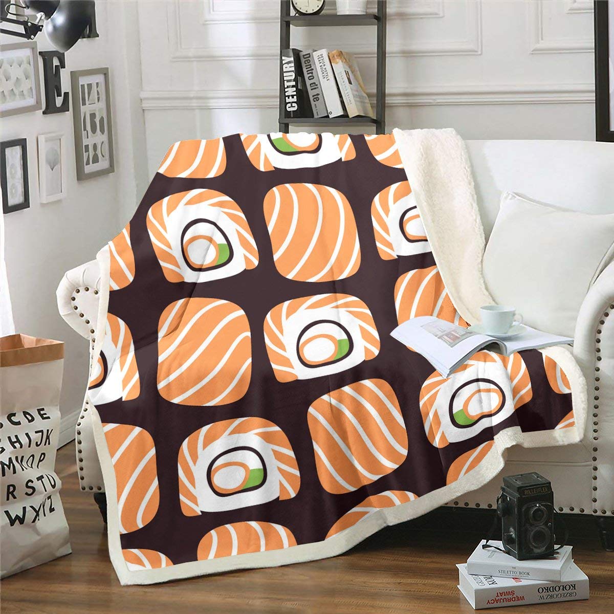 Amazon.com: Erosebridal Sushi Bed Blanket Sashimi Sherpa Blanket Sushi Roll Throw  Blanket Japanese Food Theme Flannel Blanket for Kids Adults, Cartoon Room  Decorative Nursery Bed Blankets, Brown Baby : Home u0026 Kitchen