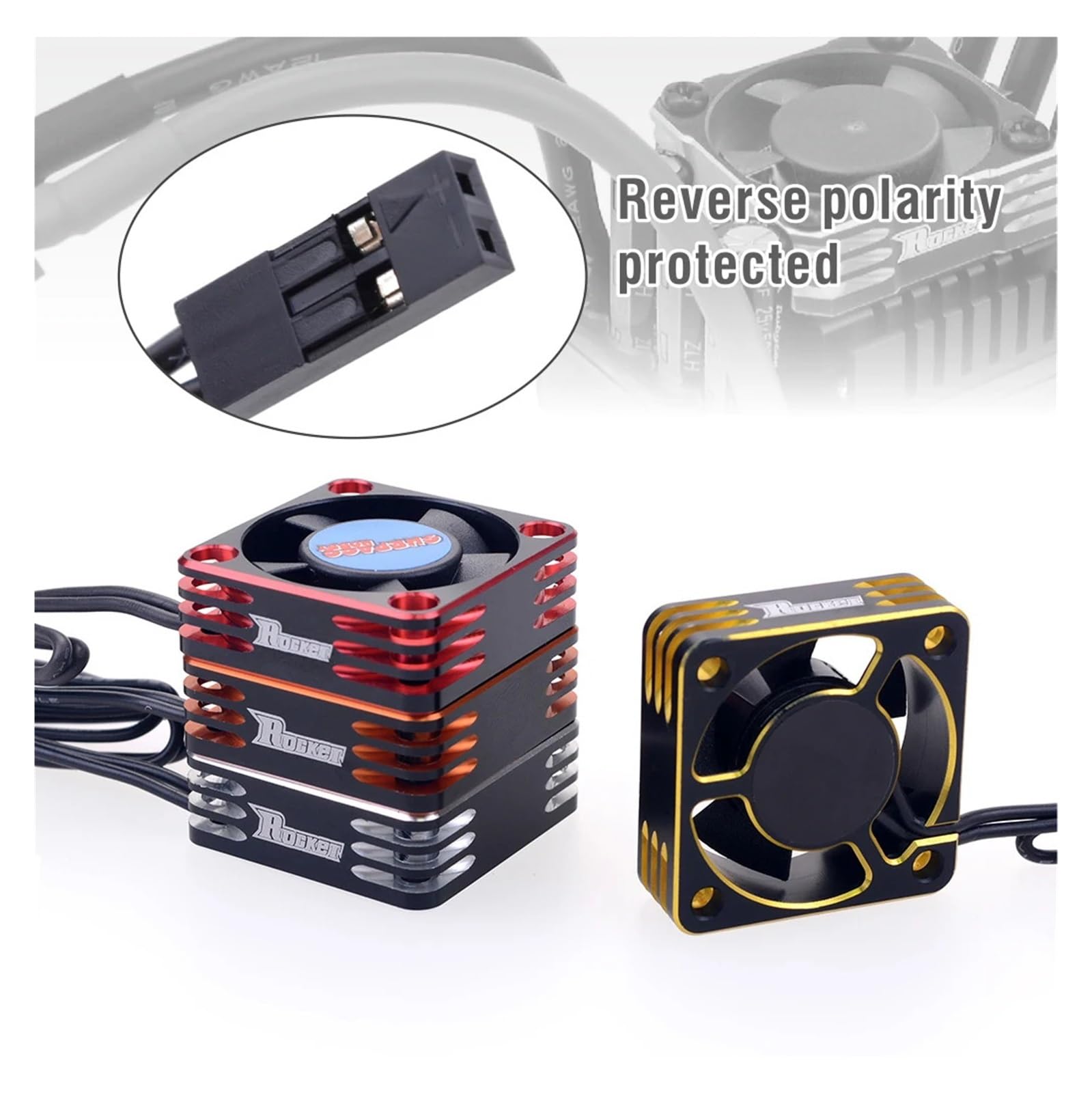2 Pezzi Rocket SURPASS HOBBY Ventola Di Raffreddamento 25 30 35 40 50mm Ventole Di Dissipazione Del Calore Coperchio Ventola Motore In Metallo Compatibile Con Motore Brushless RC AUTO (Color : 4010R