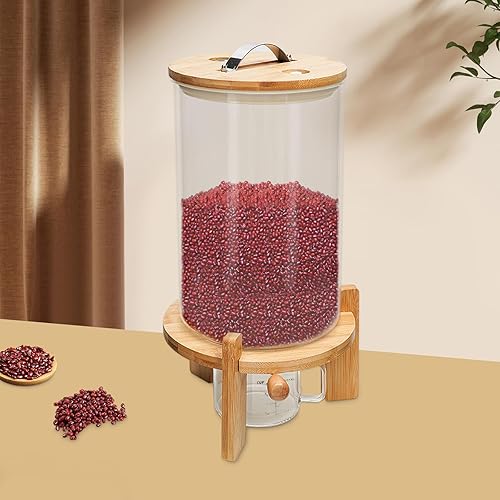 Miniatura 8 de Dispensador de cereales de 7.5 L, dispensador de granos, cubo de vidrio para encimera, recipiente grande de almacenamiento de arroz para alimentos