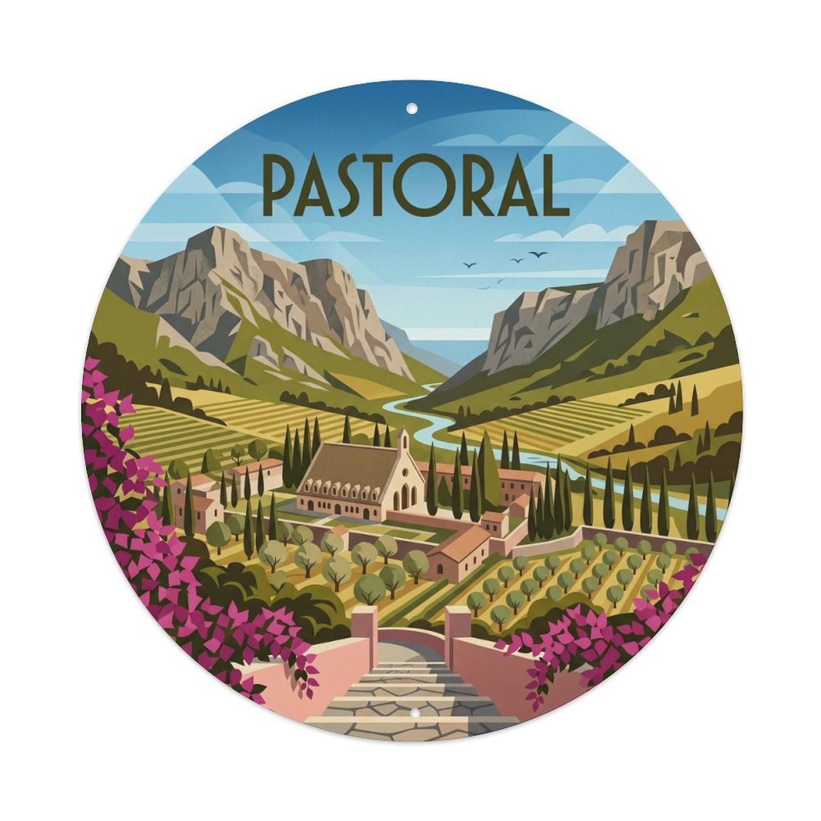 Olhnbad Style Pastoral Mallorca Mediterranean Countryside Metal Tin Sign