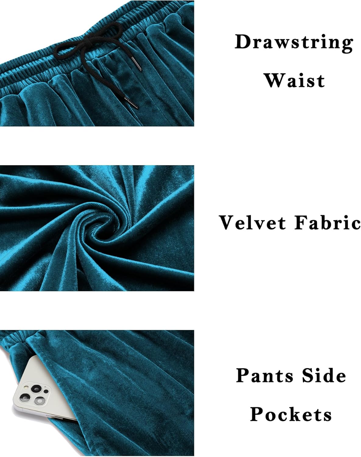 LecGee Men's 2 Piece Velvet Tracksuit Full Zip Turtleneck Hooded Jacket and Casual Jogger Pants Matching Velour Sweatsuit Set - Image 5