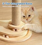 Made4Pets Cat Scratching Post, Cat Self Groomer for Indoor Cats, Cloud Soft Perch for Rest, 17.5" Tall Natural Sisal Scratcher Cat Grooming Interactive Ball Track Toys for Small Cats Kittens