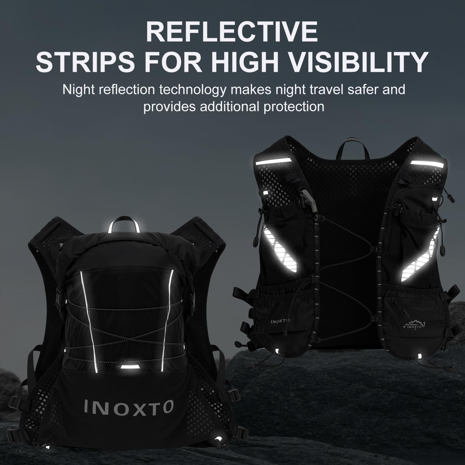 IX INOXTO Mochila de chaleco de hidratación para correr, mochila de agua ligera con bolsa de agua de 1.6 L para mujeres y hombres, chaleco ajustable para correr, senderismo, ciclismo, carreras