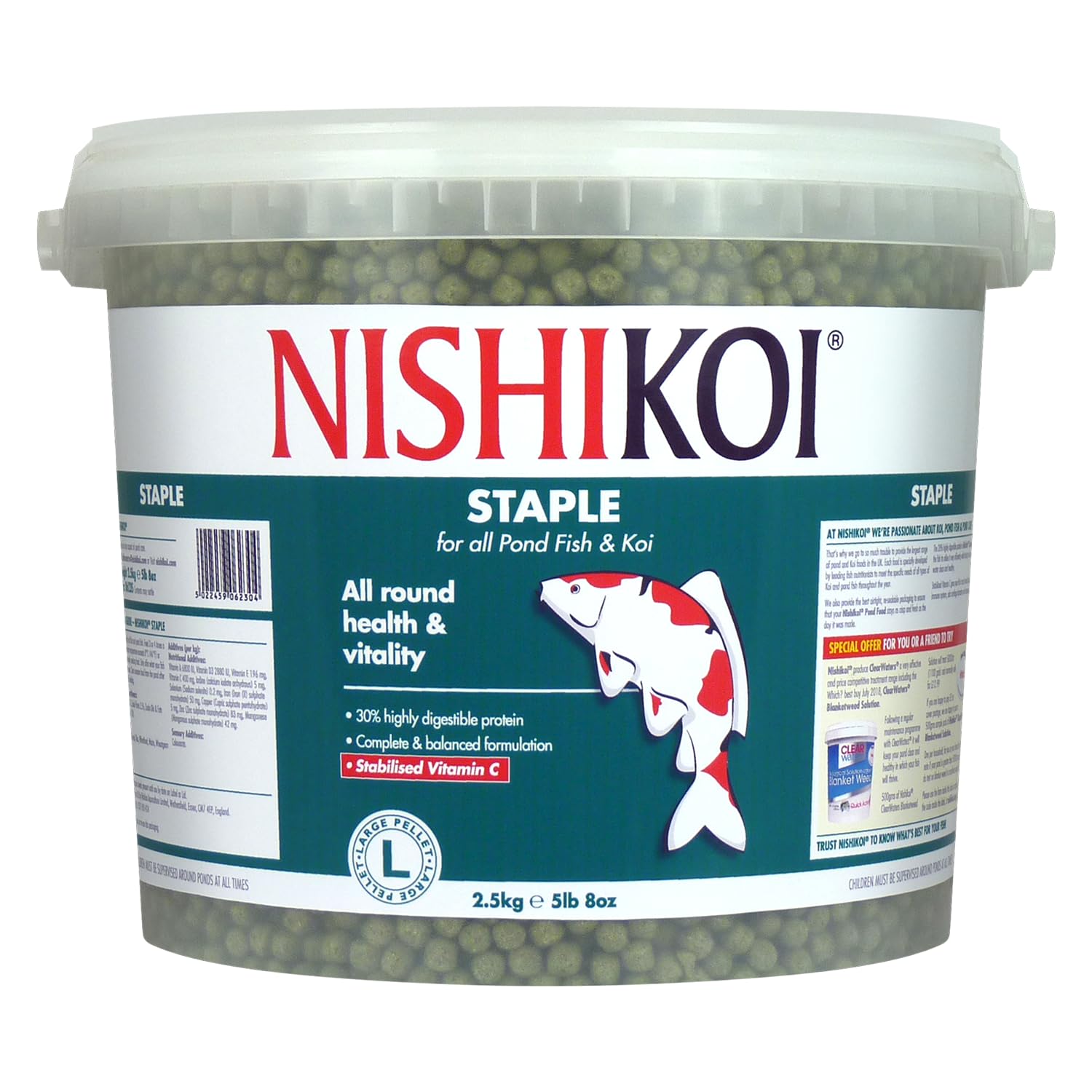 Nishikoi Staple Complete Food for Koi and Pond Fish - Large Pellets - 2.5kg