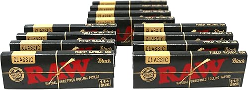 Miniatura 3 de RAW Classic Black - Papel de liar ultrafino, sin refinar, tamaño 1 14, 3.110 in (12 paquetes)