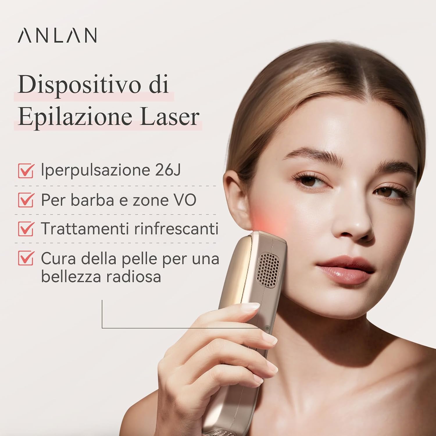 Woman using ANLAN IPL device on face