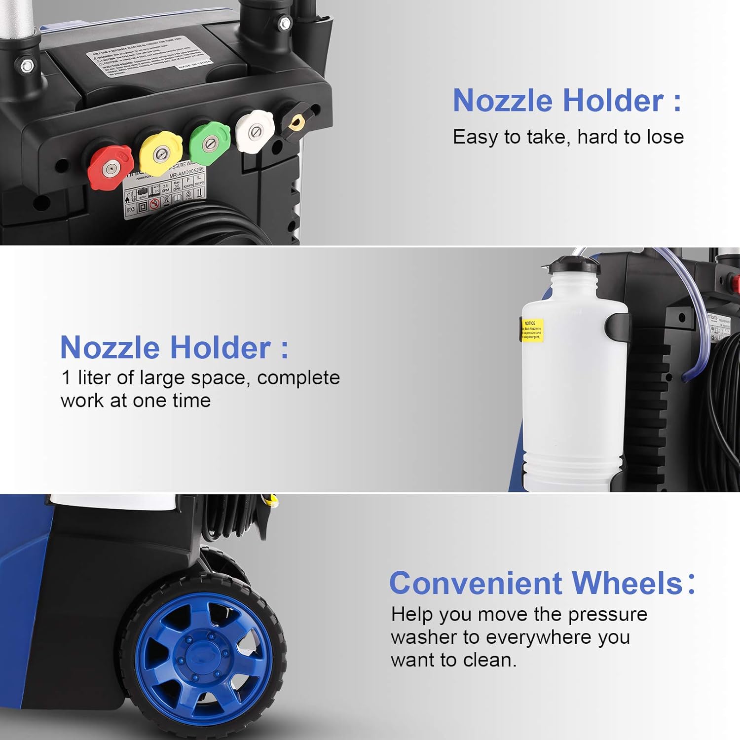 Exclusive Discount 90% Price mrliance 2200PSI Pressure Washer Electric Power Washer 1.9GPM/1800W Electric Water Pressure Washer Professional Car Washer with Brass Hose Connector for Home Car Driveway Patio Clean-Blue