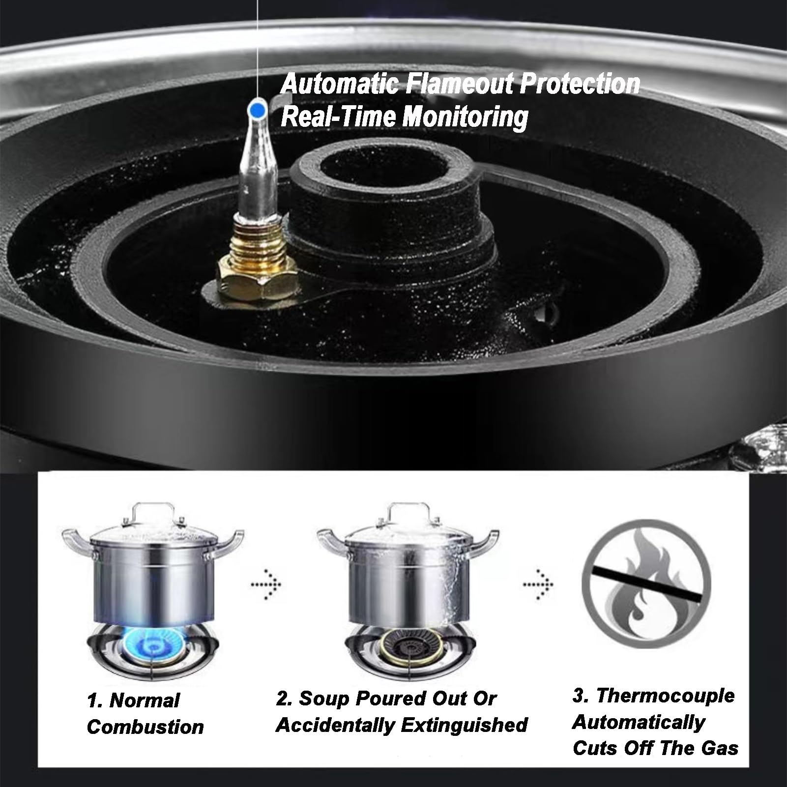 Cuisinière À Gaz 1 Brûleur, Cuisinière De Conversion Gaz Naturel/gaz Liquéfié 5,2 KW, Table De Cuisson En Verre Trempé Noir, Cuisinière À Gaz De Table Avec Protection Contre L'extinction(LPG)