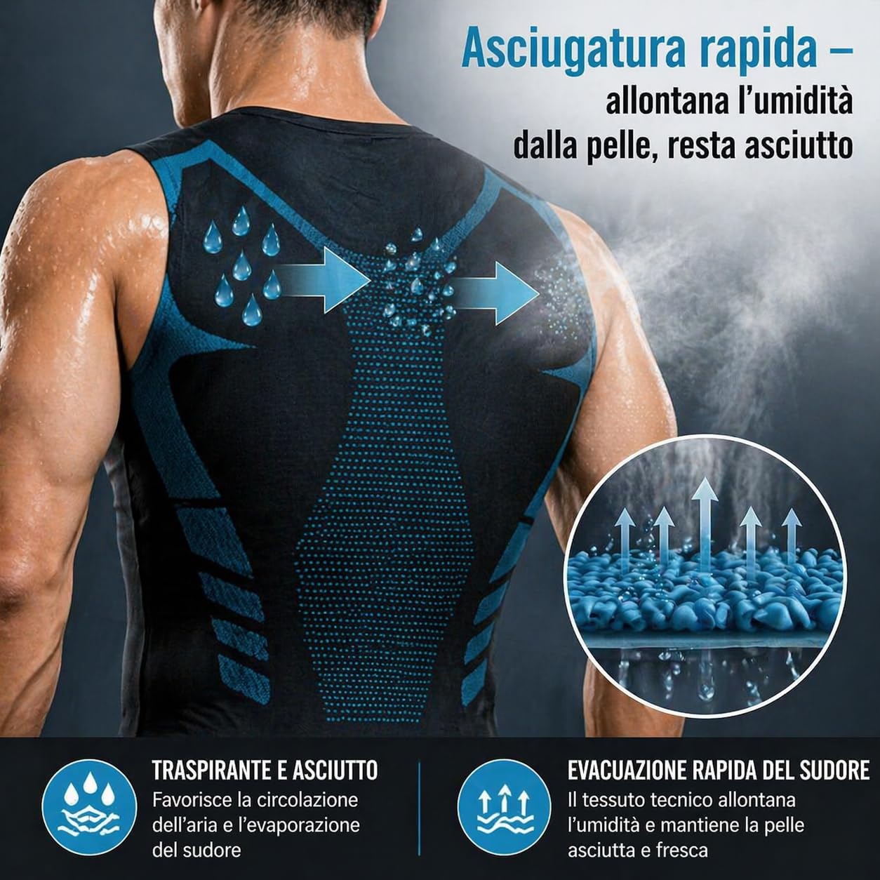 Canotta Uomo, V2 Maglia Senza Maniche Sportiva in Cotone e Fibra Tecnica, Traspirante e Comoda per Allenamento e Tempo Libero, Design Moderno