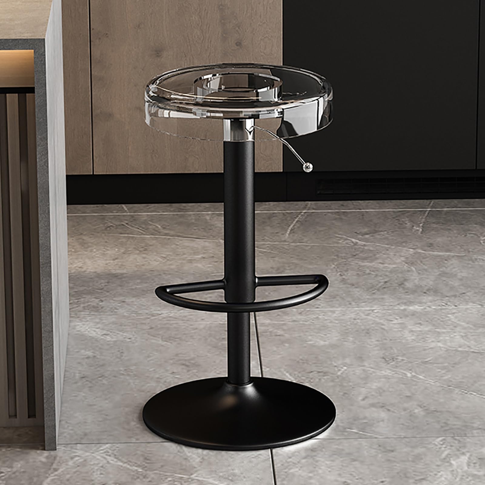 Adjustable Swivel Bar Stools,Acrylic Bar Stool for Kitchen Island,Counter Height Bar Stools Without Back,Stools with Footrest,Armless Dining Chairs