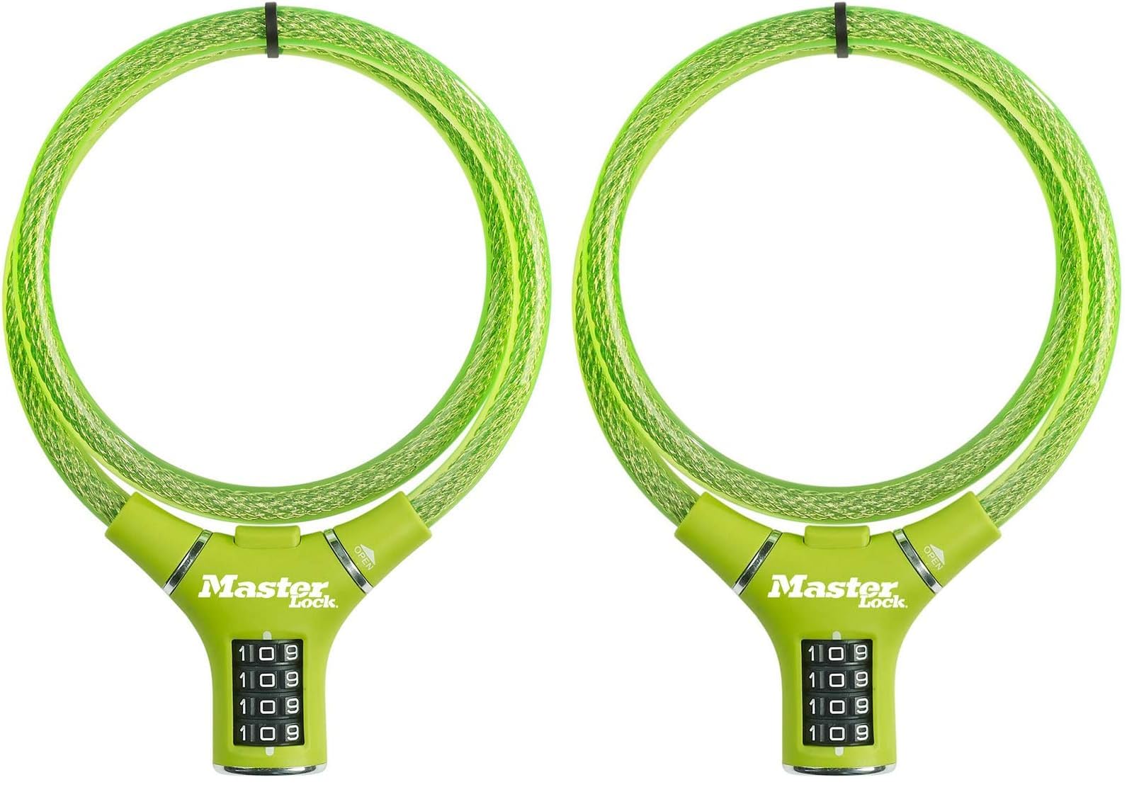 Câble antivol Master Lock vert 0,90m x 12mm en lot de 2 pour sécuriser vos équipements