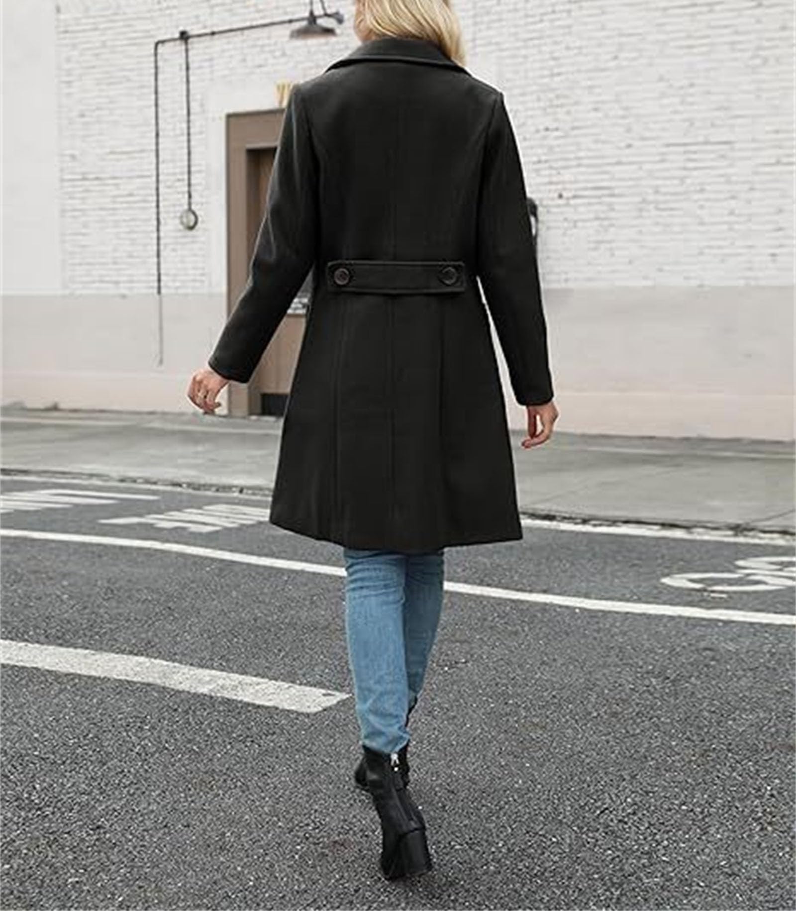Cappotto invernale da donna in lana casual con risvolto a tacca monopetto cappotto autunnale cardigan con risvolto di media lunghezza soprabito con tasche