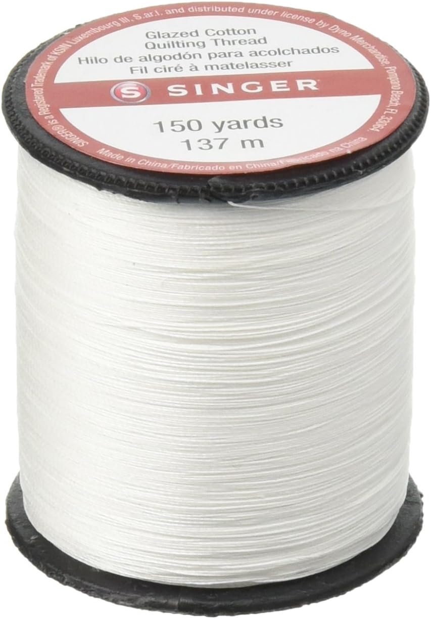 Singer Glazed Quilting Thread SpoolWhite150 yds100 Cotton, White