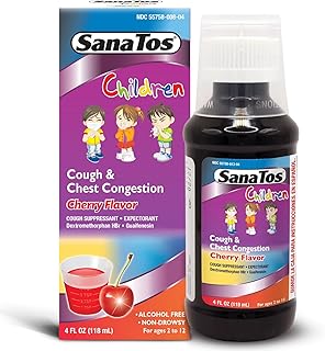 Children’s Cough Syrup and Chest Congestion Support, 4Fl Oz - Wellness Formula Dextromethorphan and Guaifenesin - Non Drowsy, Alcohol Free Kids Mucus Relief and Cough Suppressant