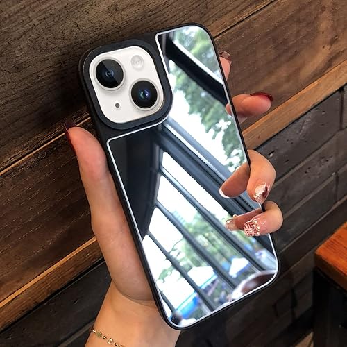Miniatura 7 de Compatible con iPhone 15 Mirror Case para mujeres y niñas, maquillaje lindo de goma suave parachoques delgado lujo moda protección caso brillante