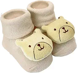 Pantufa com Chocalho Urso Bege, Clingo, Bege